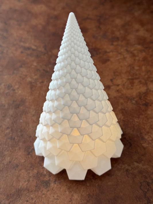 Tall Frosted White Christmas Tree Tealight Holder