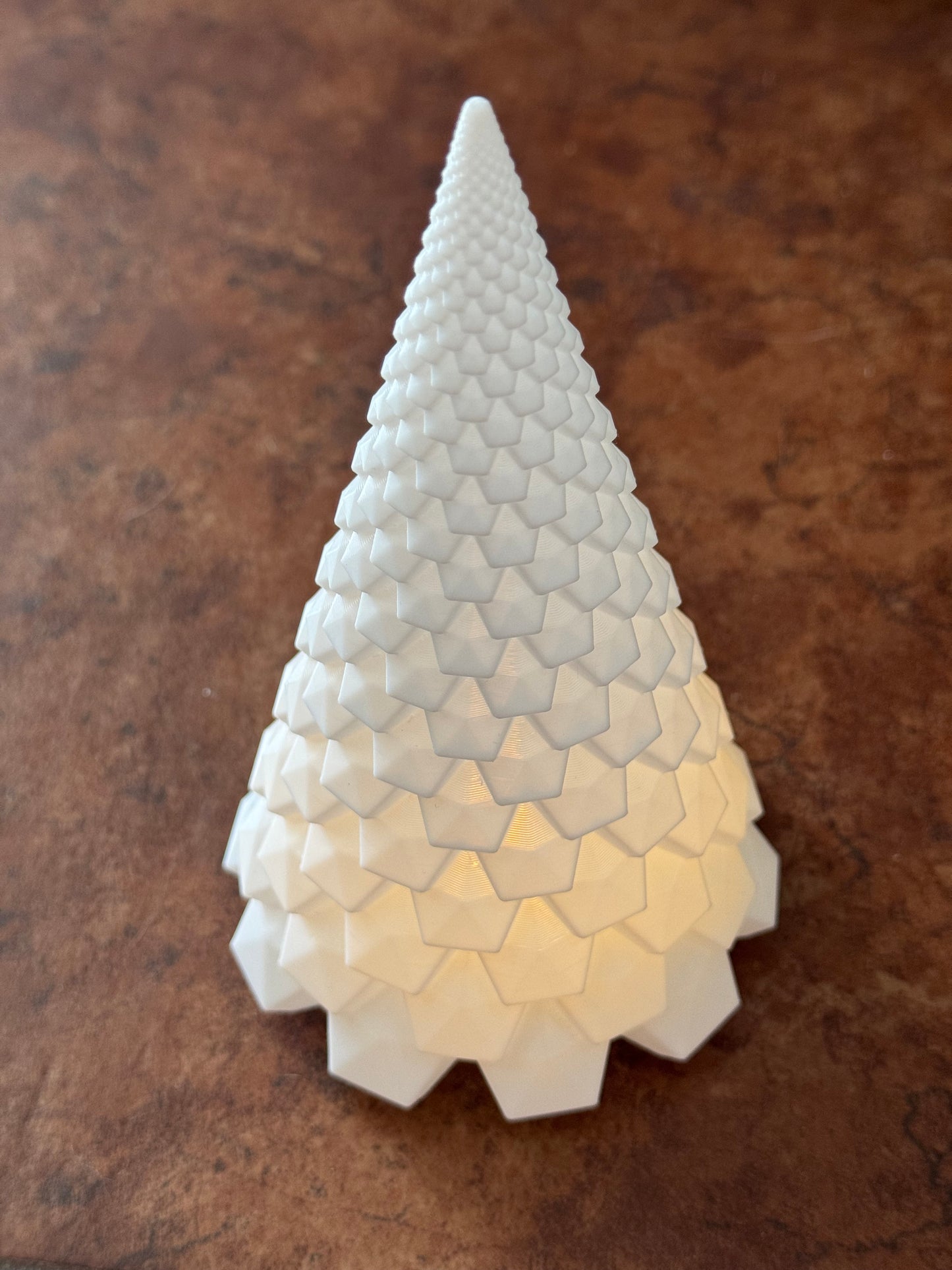 Tall Frosted White Christmas Tree Tealight Holder