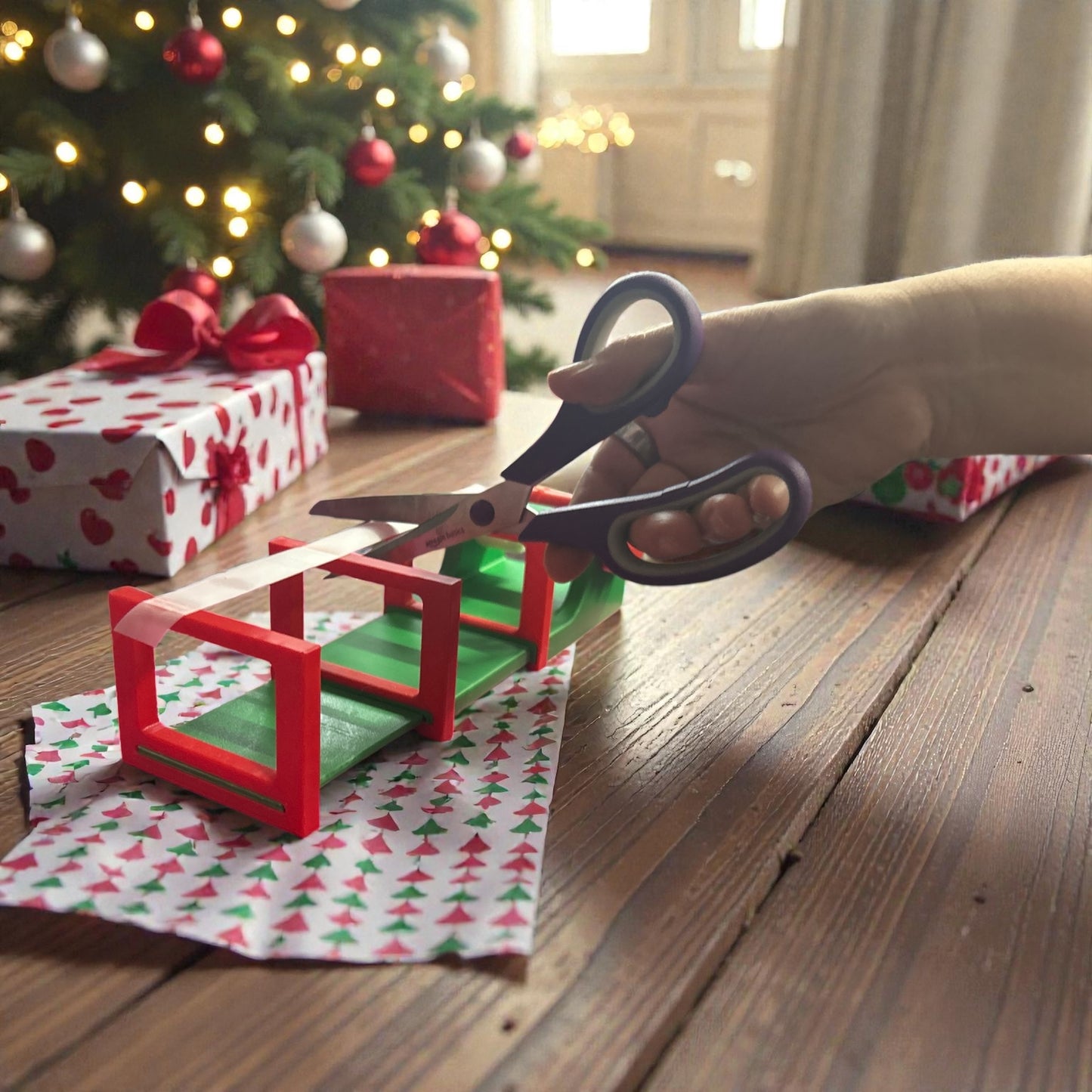 Red and Green Telescoping Dual Tape Dispenser